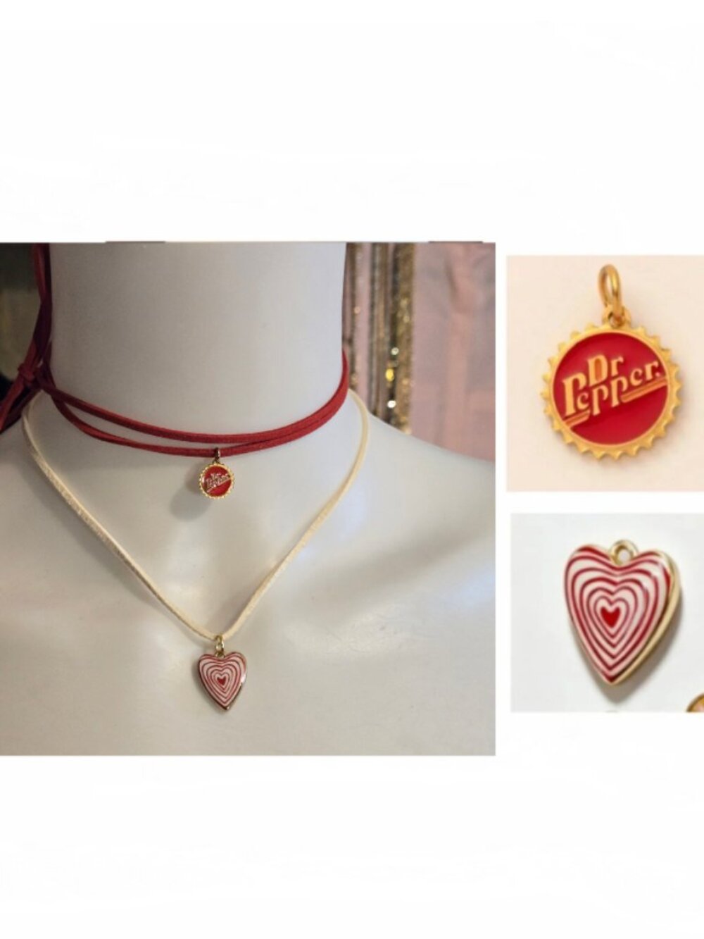 Set of 2 Mix 'N Match Suede Necklaces With Enamel Charms